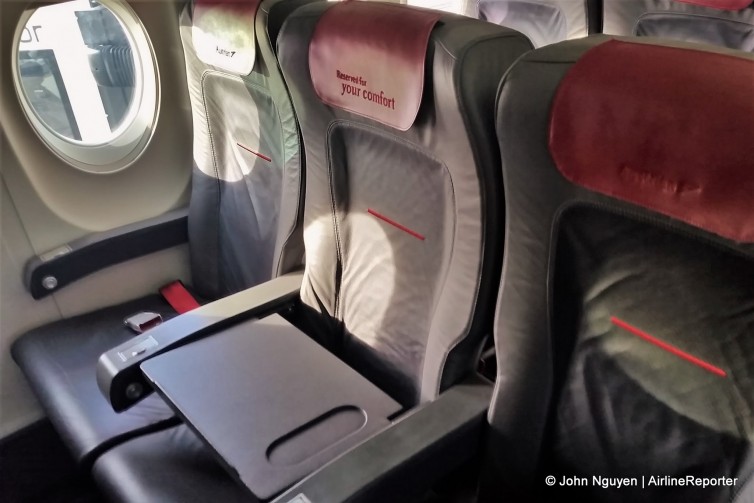 Intra-Europe business class on an Austrian Fokker 100.