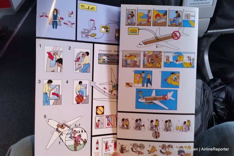 On board Gogo's 737: The safety card.