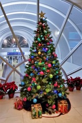 Festive decorations at the LAX Admirals Club.