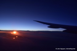 Sunrise somewhere over the South Pacific, from AA73 LAX-SYD.