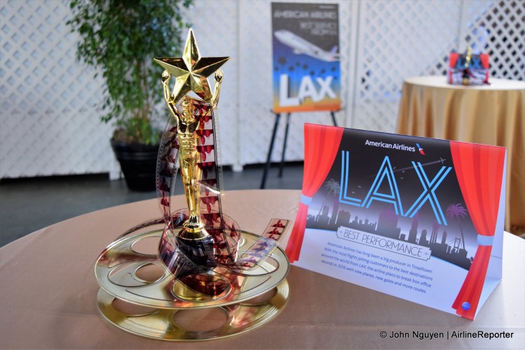 Fancy decor at American's "Best in LAX" announcement event on January 20.