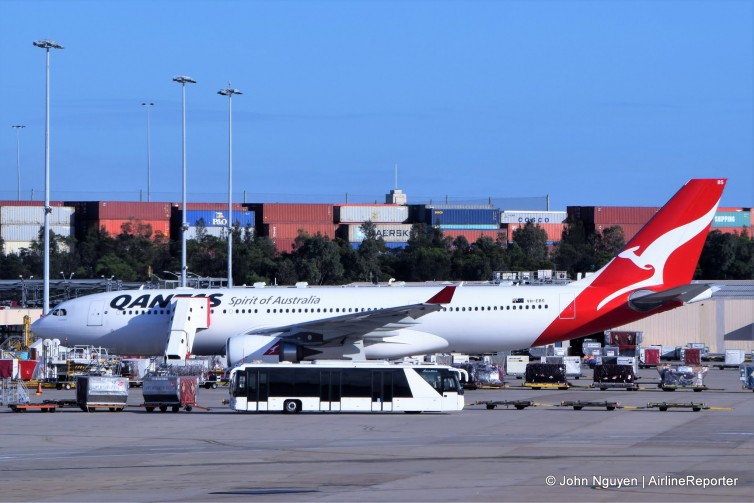 A Qantas Airbus A330-200 (VH-EBS) at SYD.