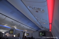 The LED color scheme for our arrival onboard our AA Boeing 777-300ER. America!