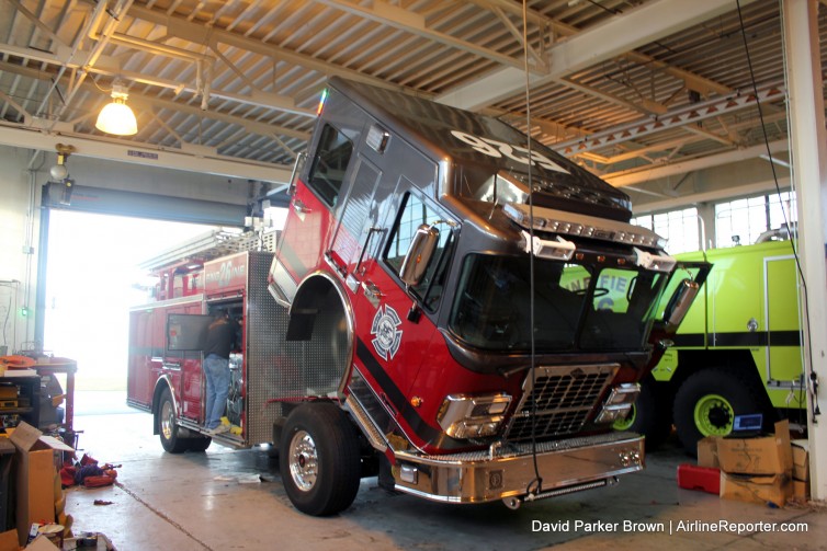 One of the Paine Field Fire Department's rigs being worked on