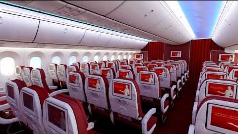 Economy seating on Hainan's 787. Photo: Hainan Airlines
