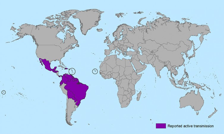 Areas affected by Zika virus - Photo: CDC