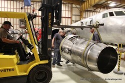 The team working on one of the 727 engines