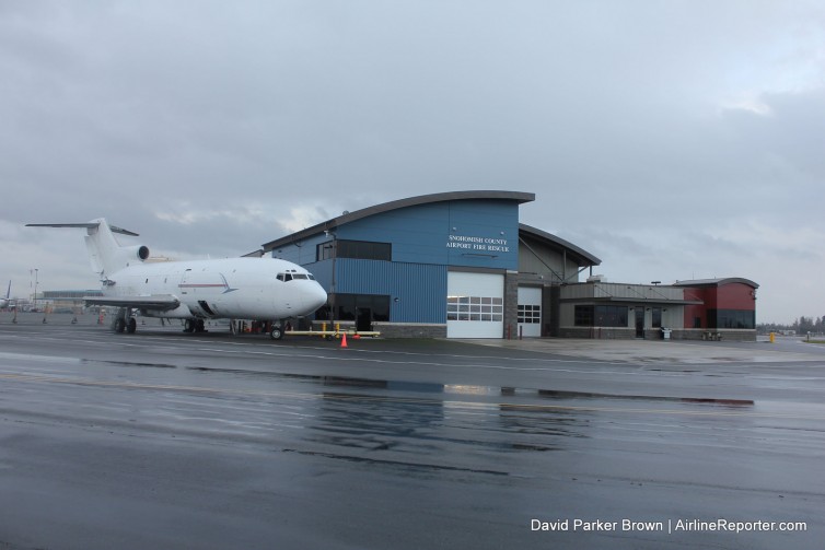 The 727 trainer next to the station