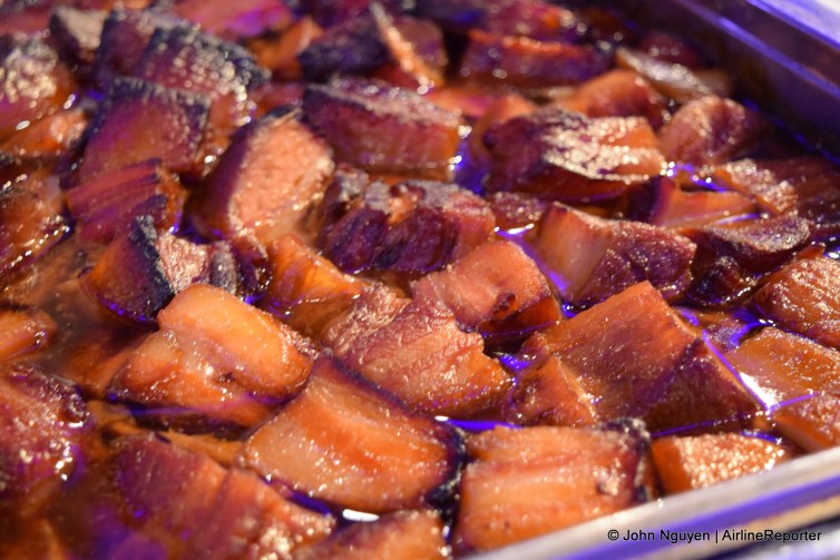 The blue ribbon winner at American's LAX-HND launch party - braised pork belly.