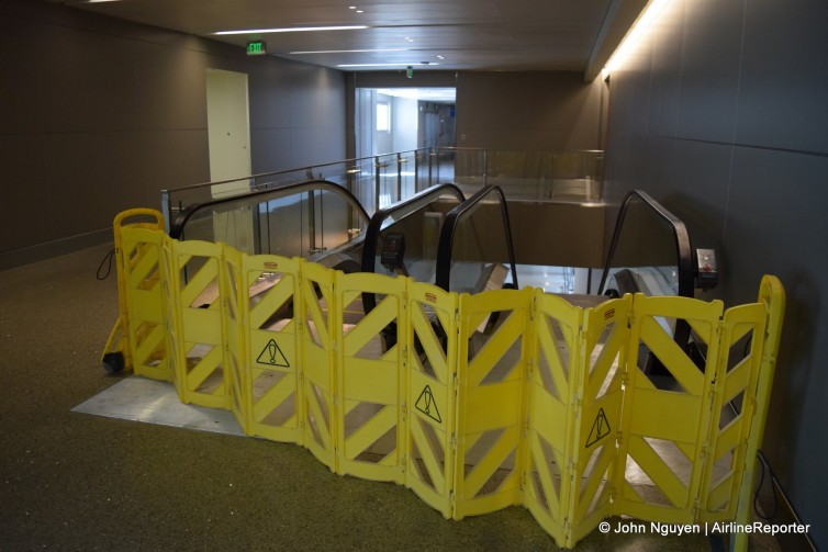 T4-TBIT connector at LAX: Just a soft-opening, so some things still to work on. These escalators would lead directly to the ticketing/check-in level. There are elevators available.