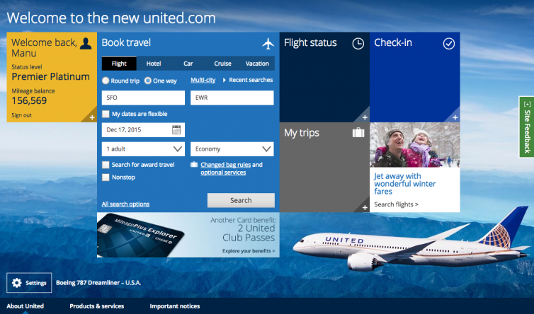 The new (and improved) United website - Image: United