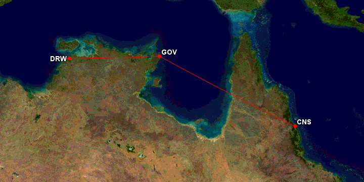 My Airnorth flight route - Image: Great Circle Mapper