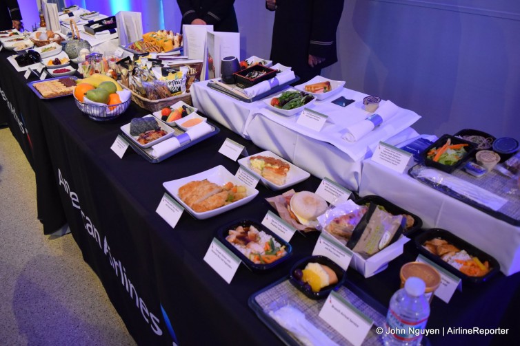 The sampling of meals on offer for American's LAX-HND route.