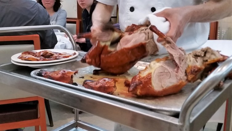 Peking duck prepared tableside in Hong Kong. Photo: John Nguyen | AirlineReporter