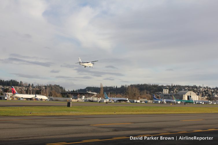 A Cessna completes a touch and go at RNT