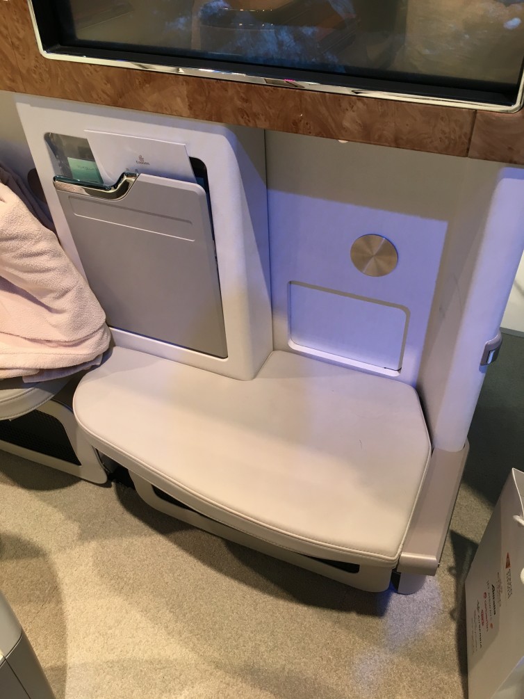 Despite the criticism for the 2-3-2 layout, the seat is surprisingly comfortable and offers a generous amount of legroom over the exisiting product on the 777 fleet Photo: Jacob Pfleger | AirlineReporter
