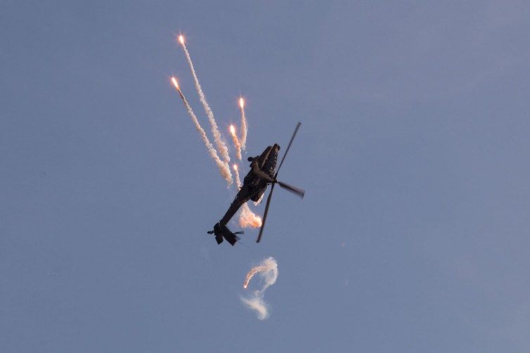 Apache with flares on display
