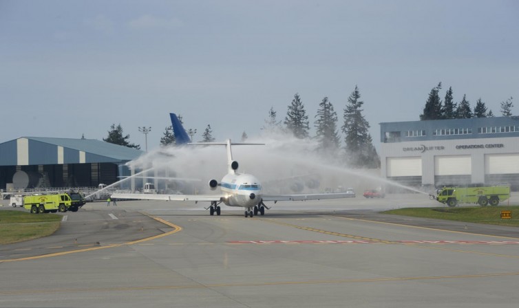 Water cannon salute at Paine Field - Photo: Chuck Lyford and Jim Larsen