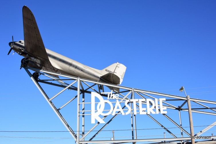 The Roasterie's rooftop mounted DC-3, NC5931