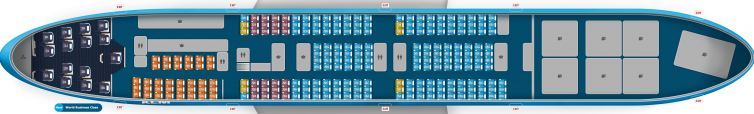 Seating layout of the KLM 747-400M Combi.