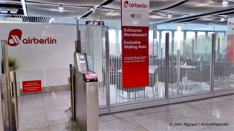 "Exclusive Waiting Area" for Air Berlin and Etihad Partners elites at Duesseldorf Airport.