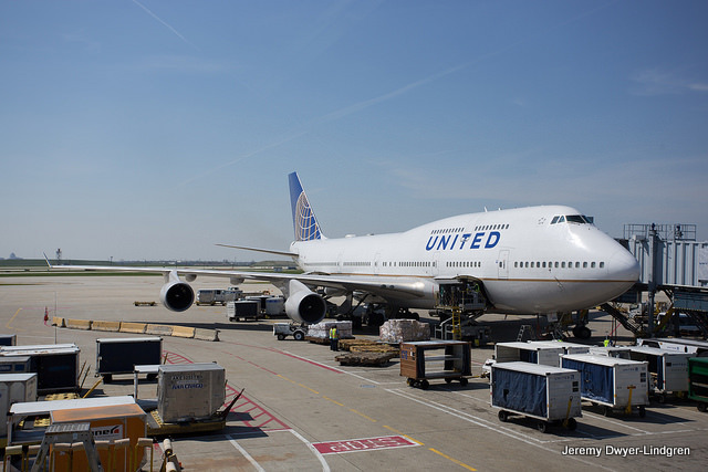 My United Boeing 747-400 at SFO.