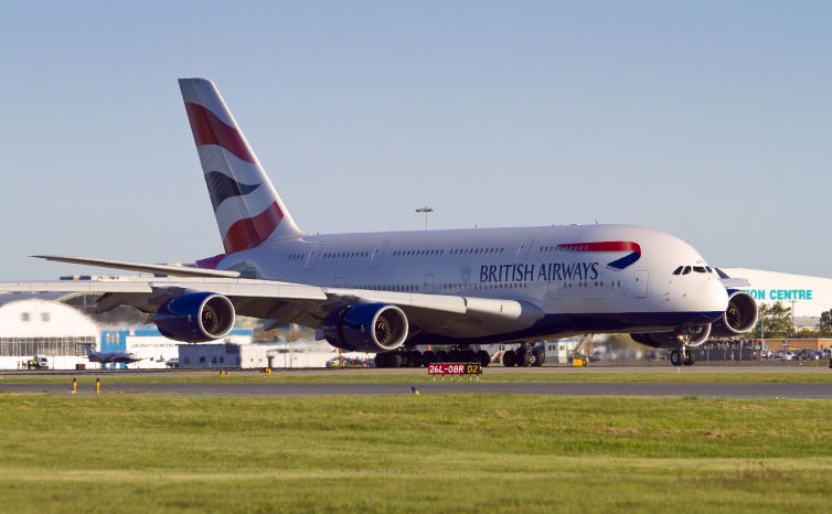 British Airways BA85 rolls out on YVR's Rwy 26L - the first scheduled A380 in Vancouver. Photo: Leighton Matthews | Pacific Air Photo
