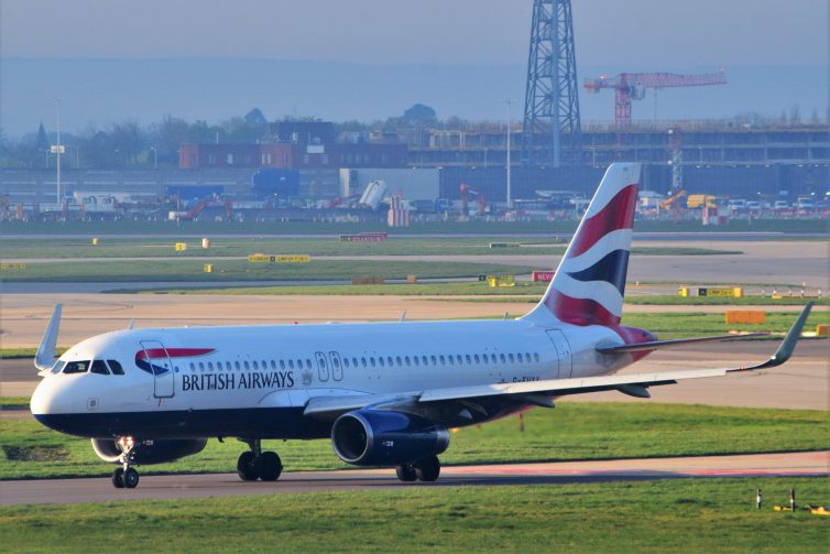 A British Airways Airbus A320 at London Heathrow.