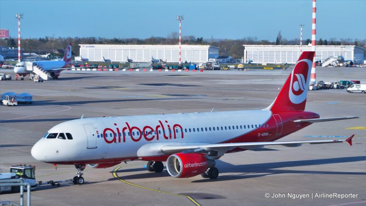 An Air Berlin A320-200 (D-ABNN) at DUS.