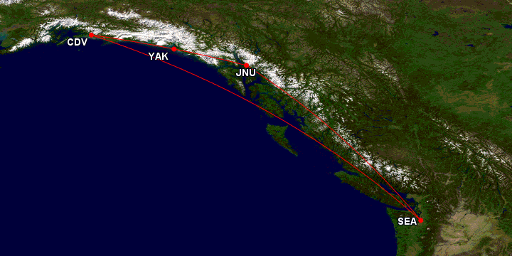 My flights for the trip - Image: gcmap.com
