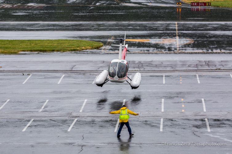 An R44 on floats isn't an everyday sight.