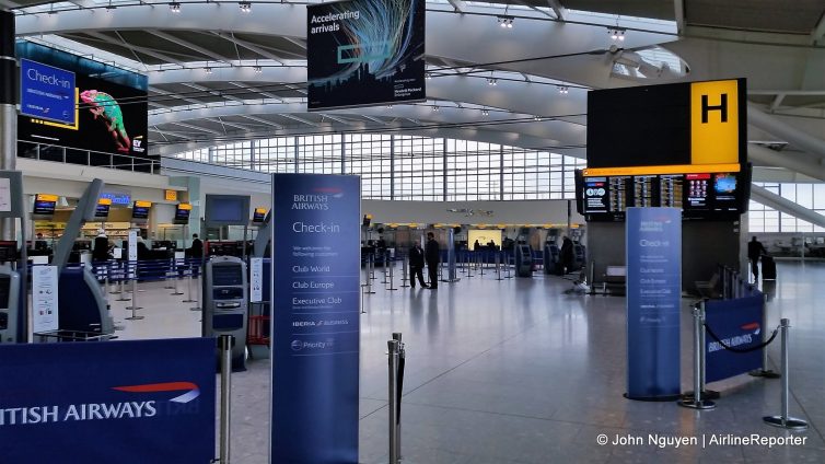 British Airways/Oneworld Priority check-in area at London Heathrow Terminal 5.