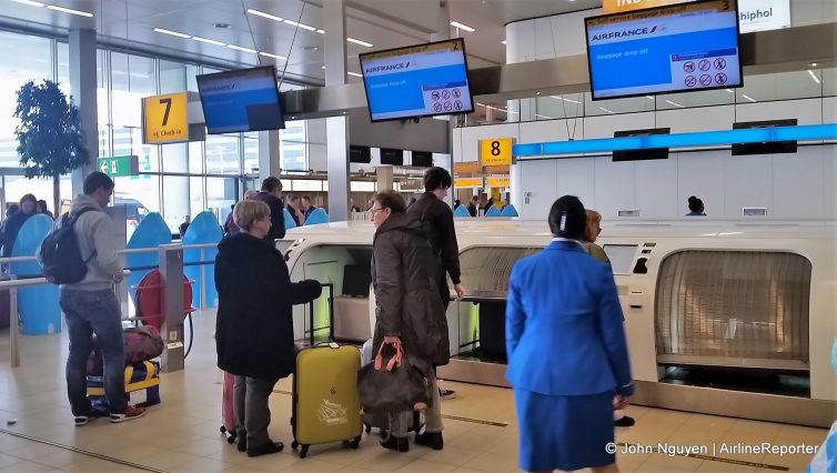 Self-serve bag drop counter for KLM at Amsterdam Schiphol