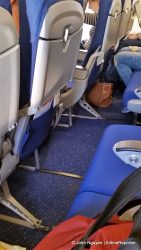 The legroom of a typical economy class seat on a KLM 737-900