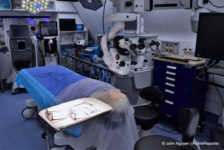The operating room inside Orbis's MD-10 Flying Eye Hospital.