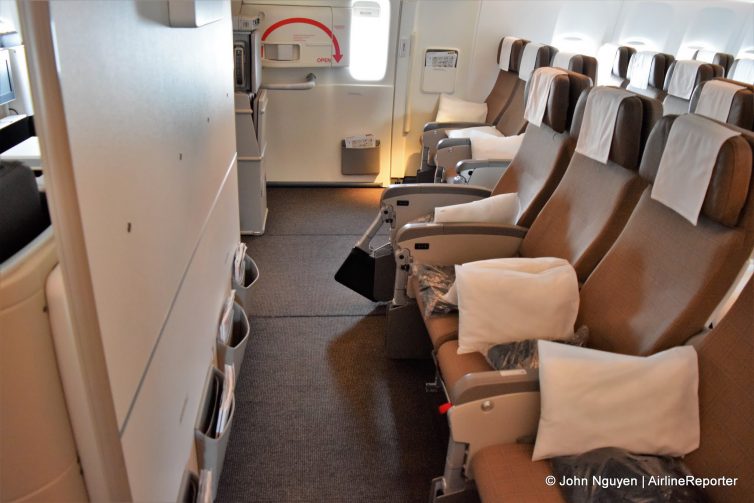 Bulkhead (Row 22) and exit (Row 23) seats on Swiss's 777-300ER.