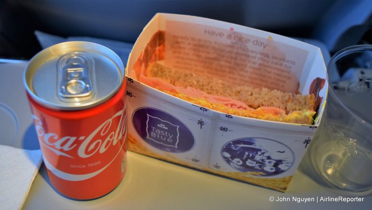 Economy snack on KLM's short-haul intra-Europe flight