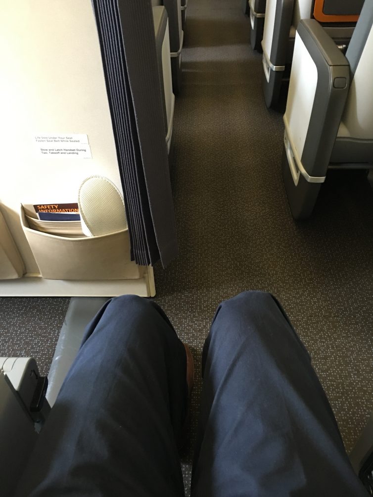 While the extra legroom is welcome, the aisle seats protrude into the aisle which can become a bit annoying Photo: Jacob Pfleger | AirlineReporter