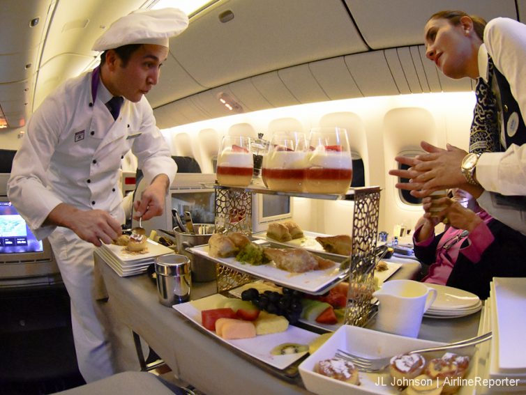 Dessert cart manned by our flying chef.