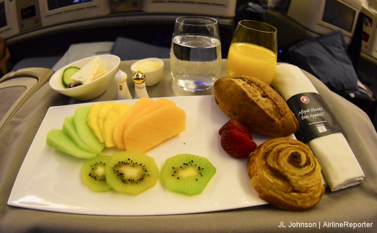 Breakfast: Round one. Fresh fruit and a pastry... Or two. 