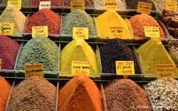 Spices for sale inside the Grand Bazaar. The "World's first shopping mall" dating back to the 1400s.