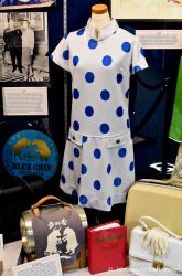 TWA flight attendant uniform in polka-dots