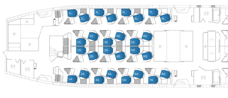 The Polaris seating chat in a 777 - Image: United