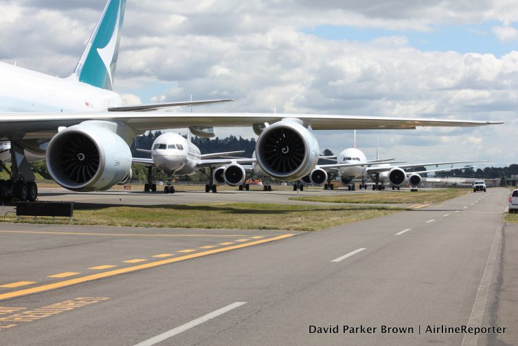Part of the Boeing 7-series line up at Boeing Field.