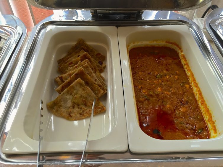 Paratha flatbread, and channa masala made with garbanzo beans