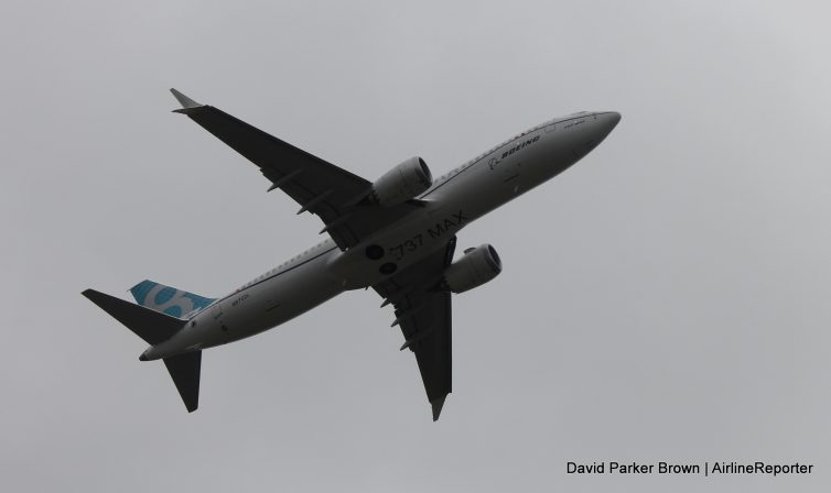 The 737 MAX taking off.