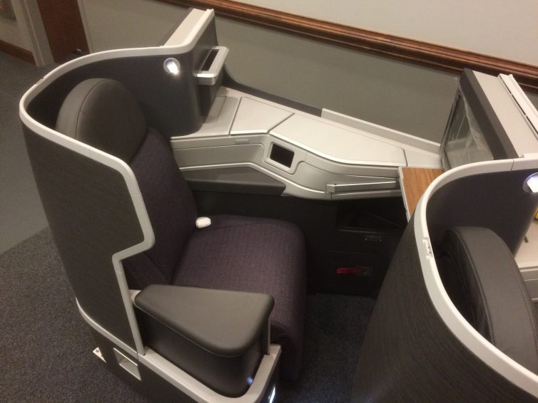 A prototype of American's new business class seat by B/E Aerospace. Photo: American Airlines
