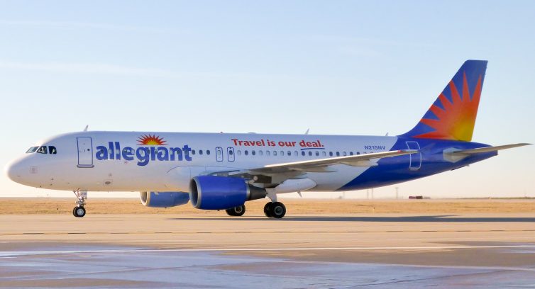 An Allegiant A320 in the current livery seen at Kansas City International. - Photo: C.T. Thongklin