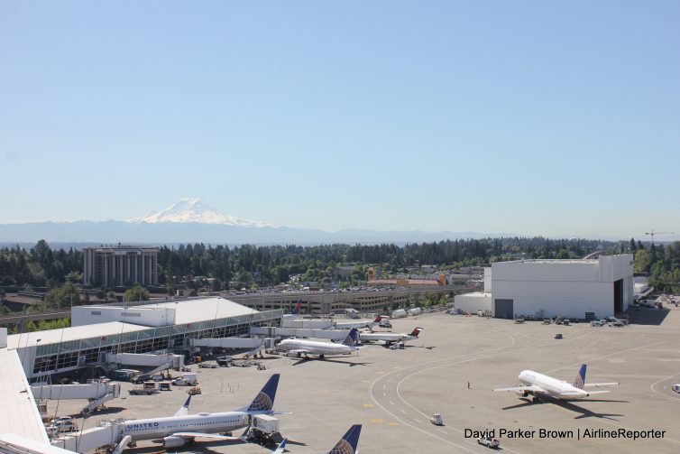 Mount Rainier in the background at SEA