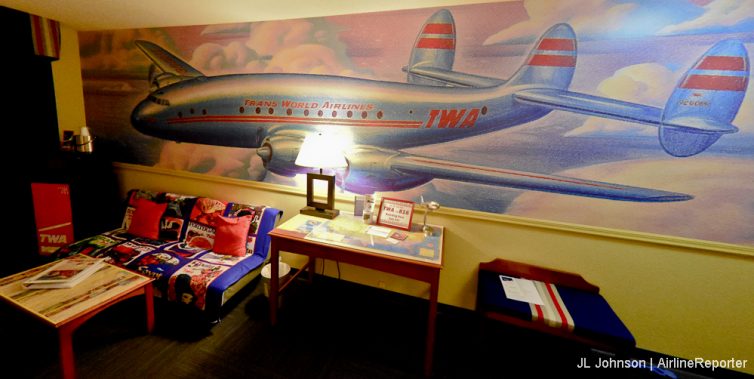 Lockheed Constellation Mural in the TWA Room at 816 Hotel.